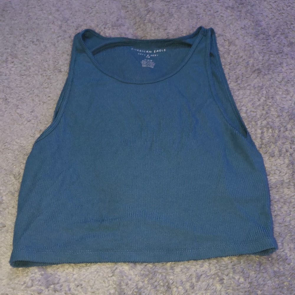 American eagle cropped blue shirt m, size medium